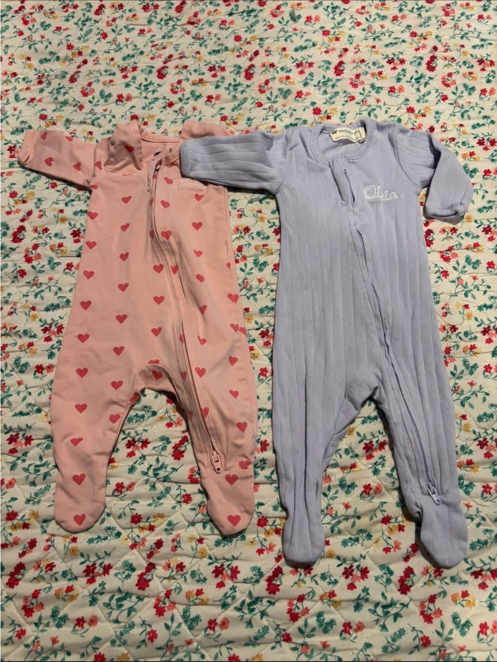 Monica + Andy Olivia Monogram Preemie Sleepers
